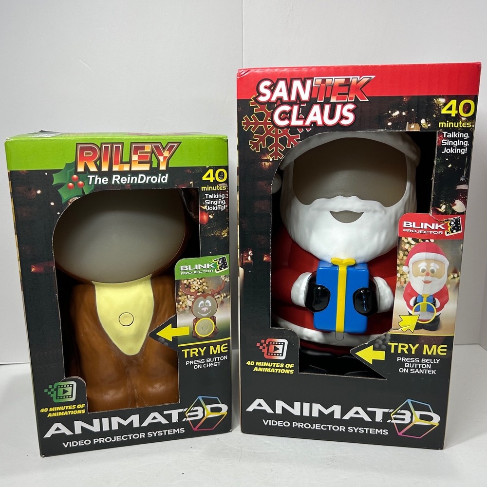Animat3D Riley The ReinDroid & SanTek Claus Animated Video Projector System New‎